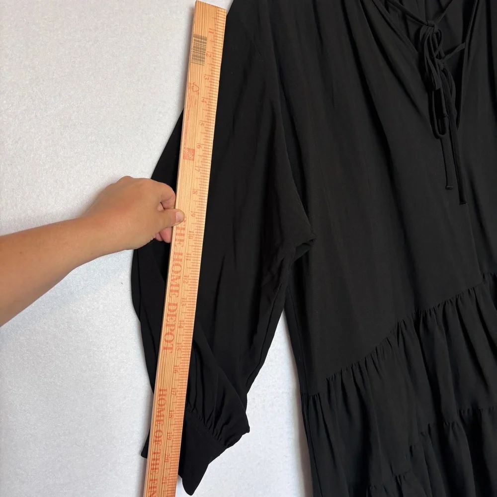 Arket Black Ruffled Crêpe Dress‎ Size Small - Picture 11 of 12